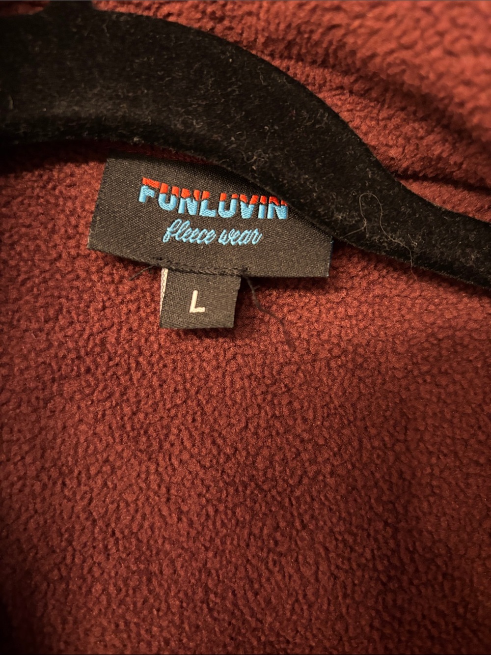 Rust Brown/red Fleece Shacket with Patterned Pocket Accents - Picture 4 of 7